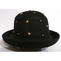 OOAK 100% Wool Steam Punk Studded bowler billycock bombin derby Chaplin Hat  eb-15530762